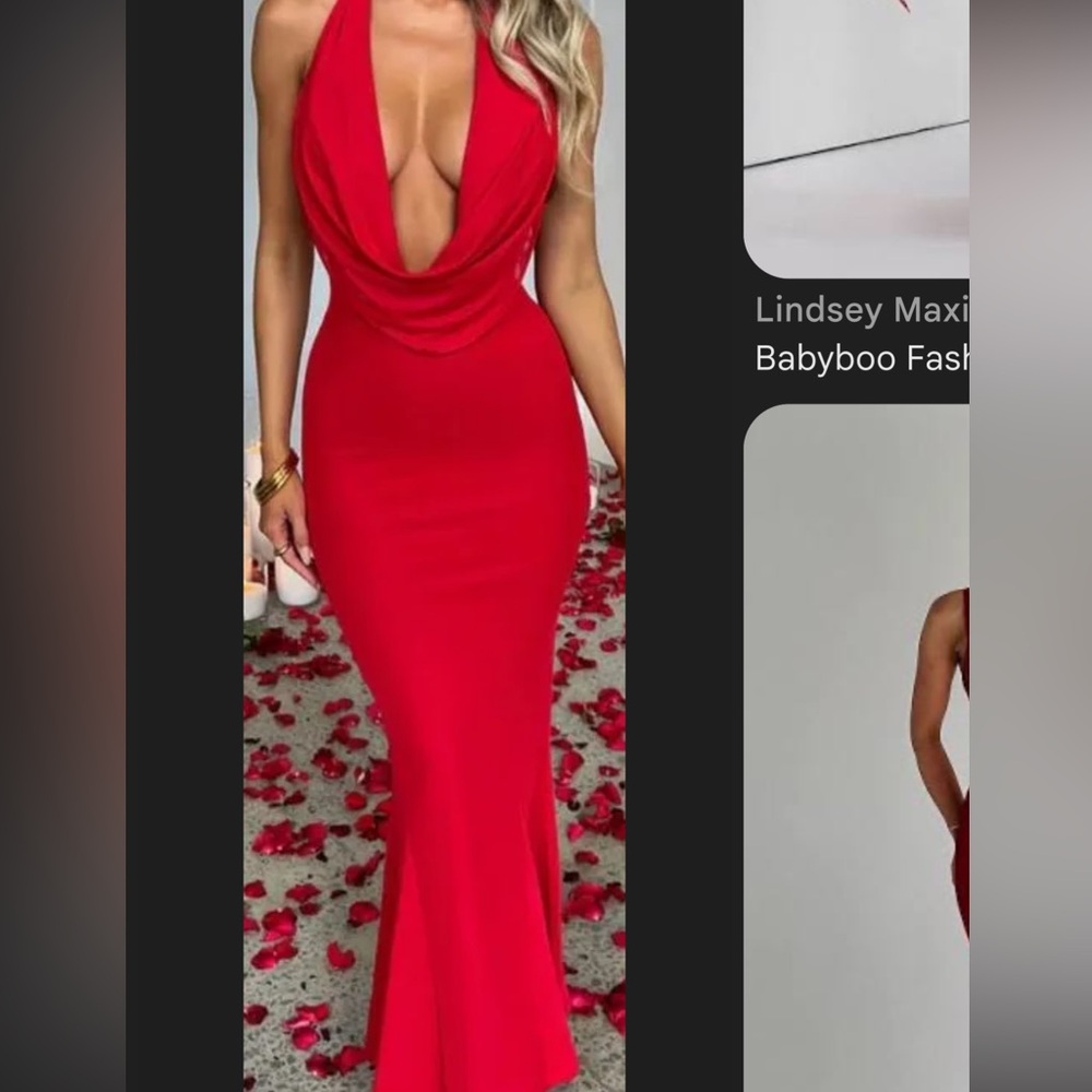 Baby boo Elegant Red Backless Maxi Dress